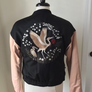Zara Quilted Embroidered Bomber Jacket NWOT